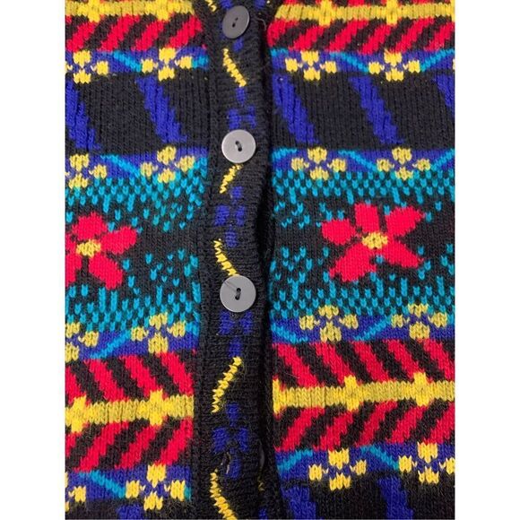 Vintage Multicolored Patterned Cardigan Sweater - Picture 7 of 9